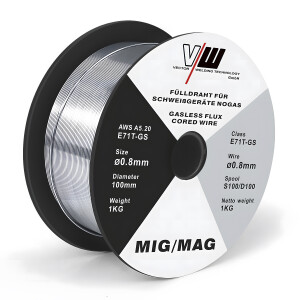 Bobina di filo per saldatura: MIG MAG filo animato E71T-GS | 0.8 / 1 kg / D100 bobina | NoGas