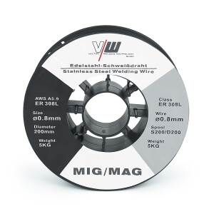 MIG MAG rollo de alambre de soldadura de acero inoxidable ER308L | 0.8 / 5kg / D200 - S200 rollo