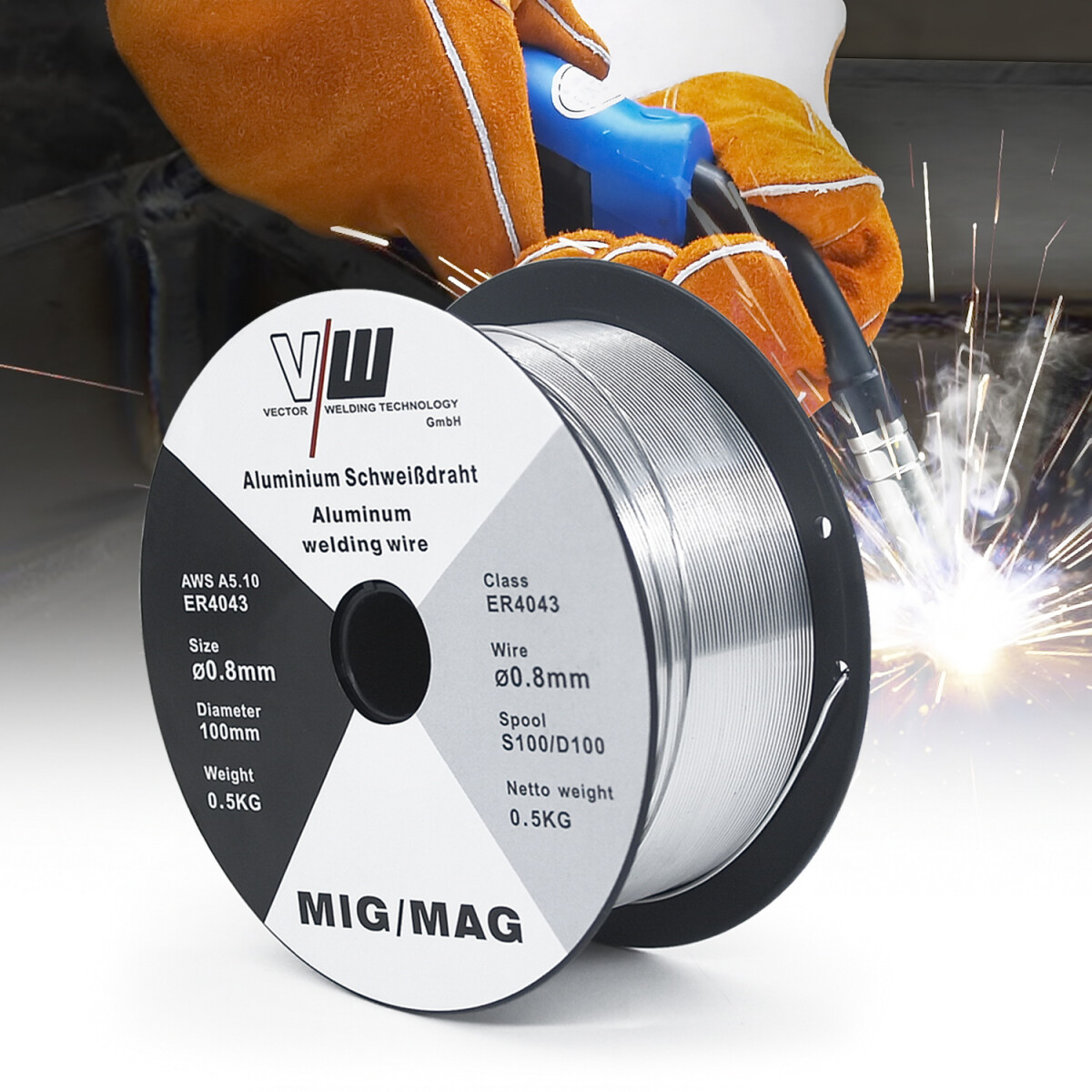 ER4043 MIG Aluminium-Schweißdraht, 0,1 Cm Durchmesser, 0,5 Kg/Spule – 4 Spulen Set