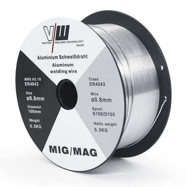 Rollo de alambre de soldadura de aluminio MIG MAG ER4043 | 0.8 / 0,5kg / D100 - S100 Rollo