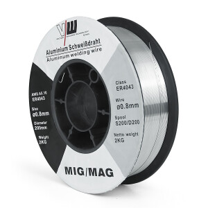 MIG MAG Aluminium Schweißdraht Drahtrolle ER4043 | 0.8 / 2kg / D200 - S200 Rolle