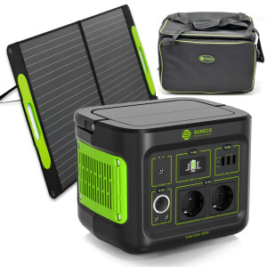 Powerstation da 400W con pannello solare e borsa da trasporto | SolarCube portatile da 320Wh Potenza di picco 800W + pannello solare da 100W + borsa da trasporto