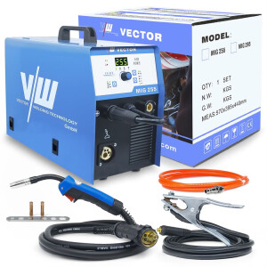 MIG MAG welder, MMA electrode, TIG with optional torch, MIG 255A