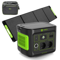 400W Powerstation with Solar Panel and Carrying Bag | Portable SolarCube 320Wh Peak Power 800W + 100W Solar Panel + Carrying Bag