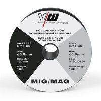 Alambre de soldadura MIG MAG Alambre tubular E71T-GS | Rollo de 0,9/1 kg/D100 | Alambre NoGas