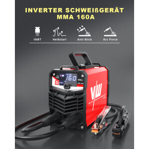 Schweißgerät MMA Elektrode ARC 160D Set: Helm, Drahtbürste, 10 Elektroden