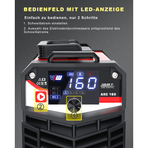 Schweißgerät MMA Elektrode ARC 160D Set: Helm, Drahtbürste, 10 Elektroden