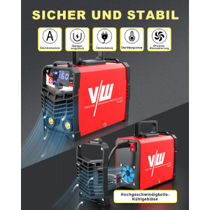 Schweißgerät MMA Elektrode ARC 160D Set: Helm, Drahtbürste, 10 Elektroden