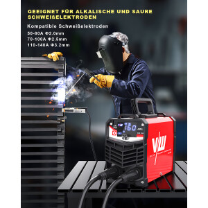 Schweißgerät MMA Elektrode ARC 160D Set: Helm, Drahtbürste, 10 Elektroden