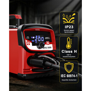 MIG Combination Welder 200A Set, Flux-Cored Wire Welder (Gas-Free)