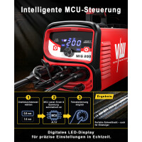 MIG Combination Welder 200A Set, Flux-Cored Wire Welder (Gas-Free)