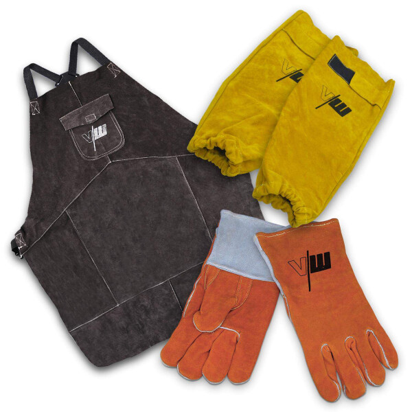 Schweißerschutz SET Schutzkleidung Handschuhe + Schürze + Armspritzschutz